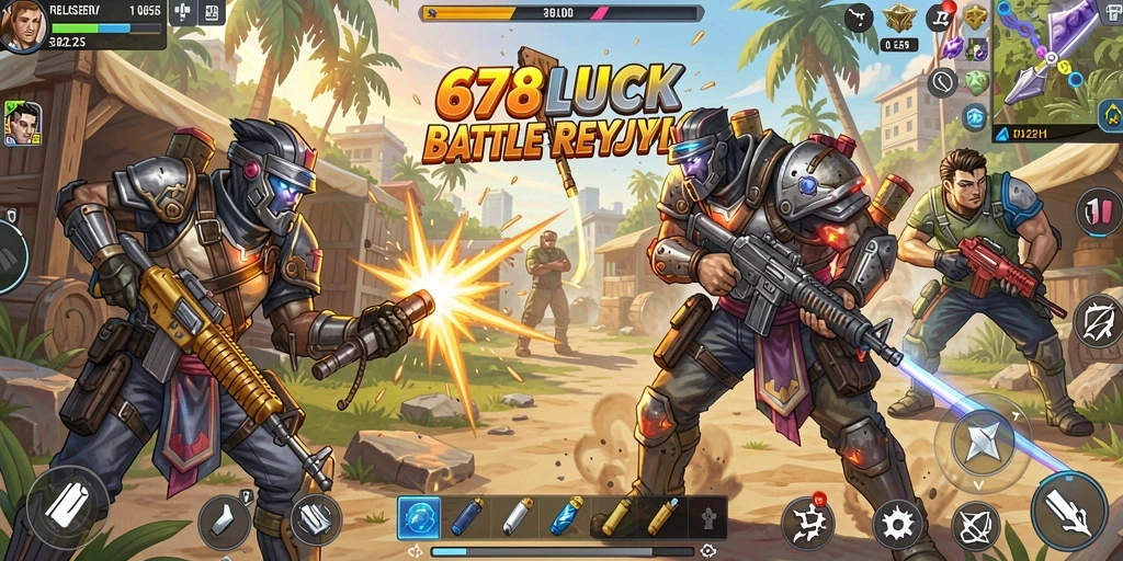 Gameplay mendebarkan dalam 678LUCK dengan aksi Battle Royale.