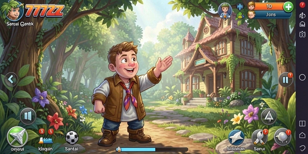 Screenshot dari gameplay 777ZX yang penuh warna.