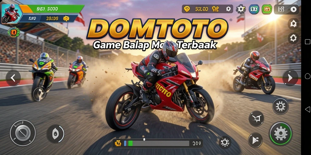 Tampilan gameplay mendebarkan dari game balap motor DOMTOTO.