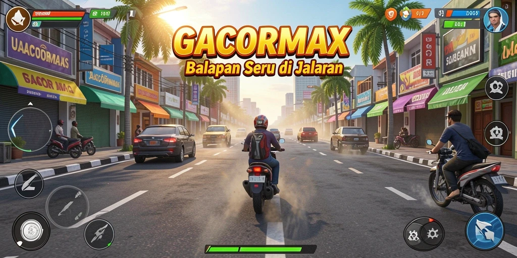 Screenshot GACORMAX menampilkan aksi balapan seru dan mendebarkan.