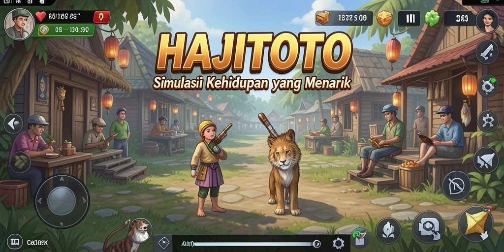 Tampilan gameplay <strong>HAJITOTO</strong> yang menampilkan kehidupan sehari-hari karakter.