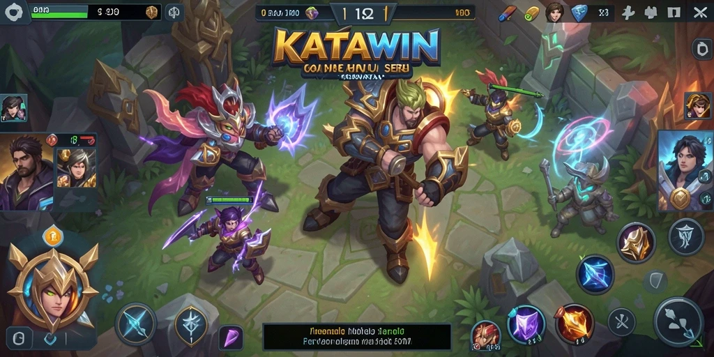 Tangkapan layar KATAWIN menampilkan aksi seru di arena MOBA.