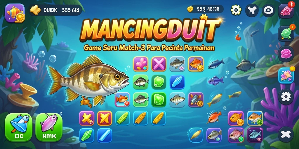Tampilan gameplay MANCINGDUIT yang seru saat menyelesaikan level Match-3.