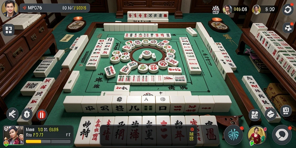Tampilan gameplay seru dalam MPO76, penuh dengan tantangan Mahjong.