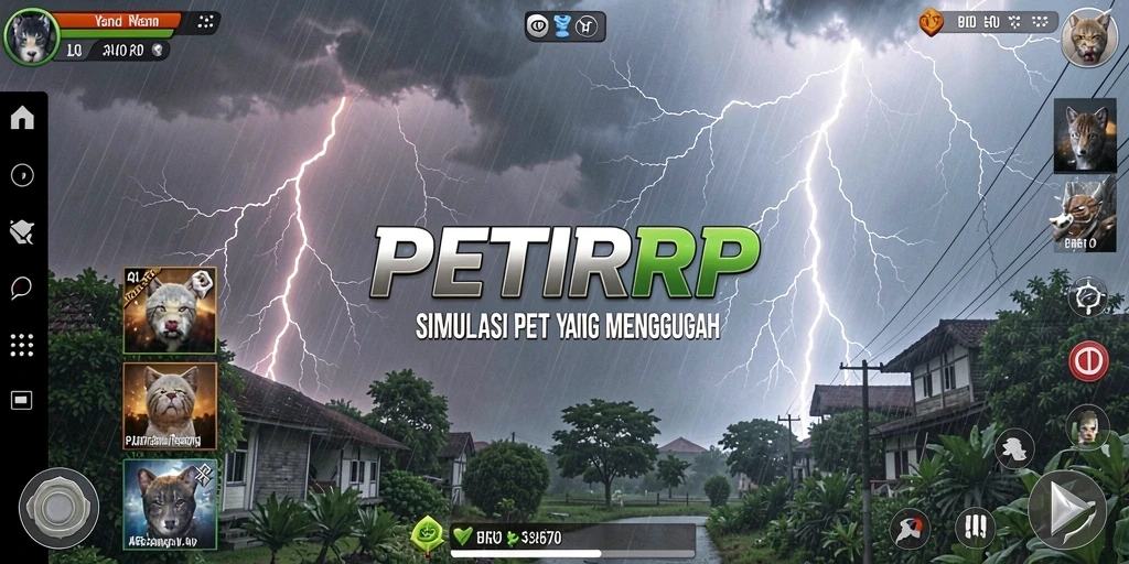 Tampilan gameplay PETIRRP yang menggugah dalam simulasi petir.