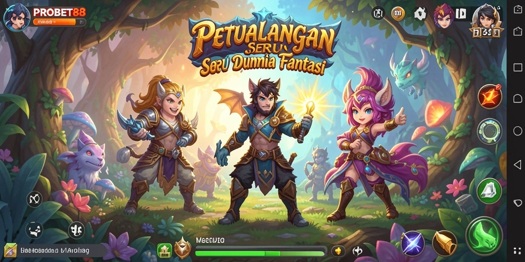 Tampilan gameplay menegangkan dari PROBET88 di dunia fantasi.
