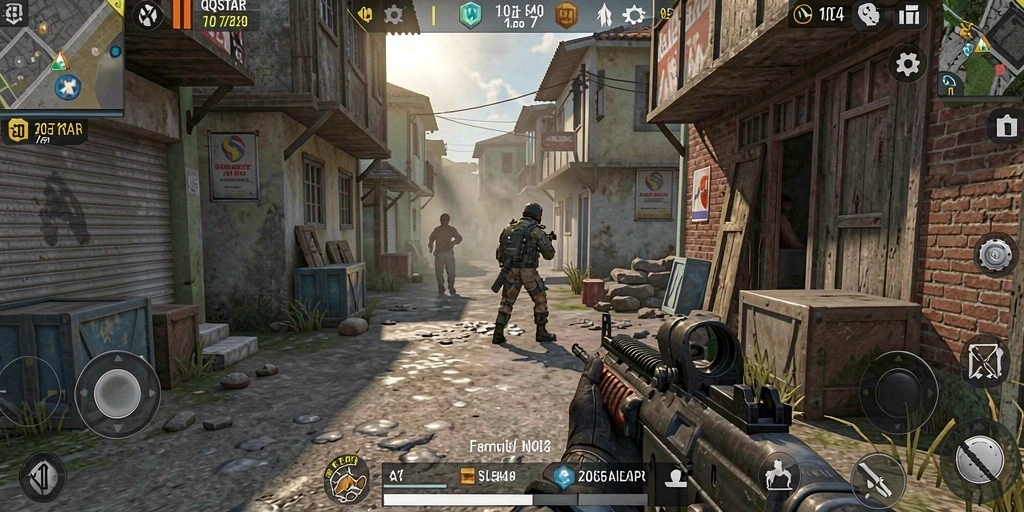 Tampilan gameplay seru dalam QQSTAR dengan aksi menegangkan.