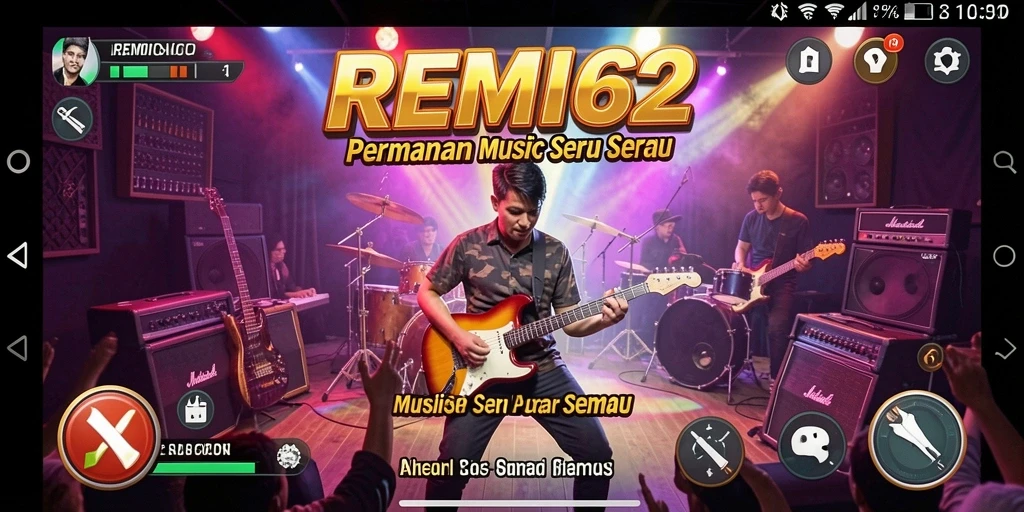Screenshot dari gameplay REMI62 yang menunjukkan keseruan bermain musik.