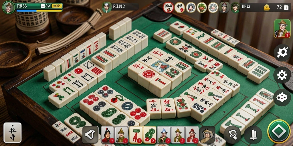 Screenshot menunjukkan gameplay seru RR33 Mahjong.