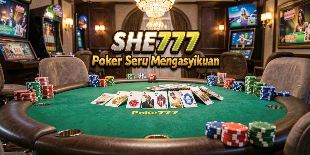 Tampilan gameplay seru dari SHE777 dengan aksi Poker yang mendebarkan.