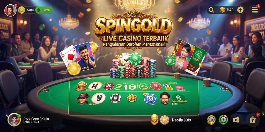 Tampilan gameplay Live Casino SPINGOLD dengan dealer langsung dan interaksi seru.