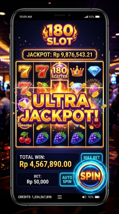 Tampilan antarmuka utama aplikasi 180slot.
